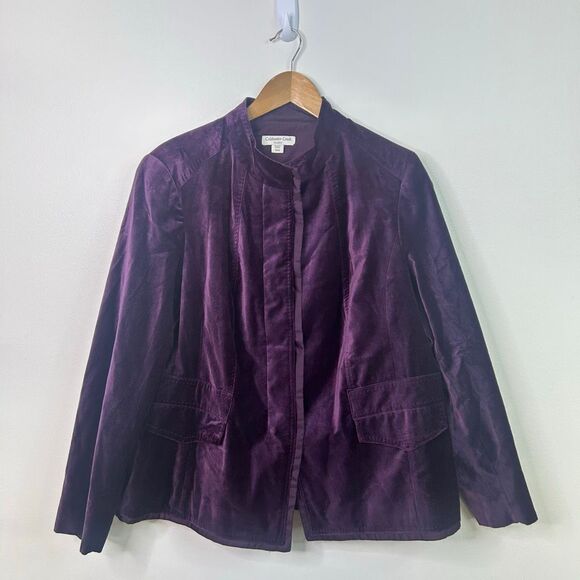 Coldwater Creek Purple Velvet Blazer Jacket Womens W18 Plus Size Holiday Elegant - Picture 1 of 9